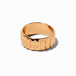Gold-tone Puffy Ribbed Band Ring