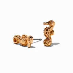 Gold-tone Seahorse Stud Earrings
