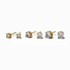 Gold-tone Stainless Steel Cubic Zirconia Round Stud Earrings - 3 Pack