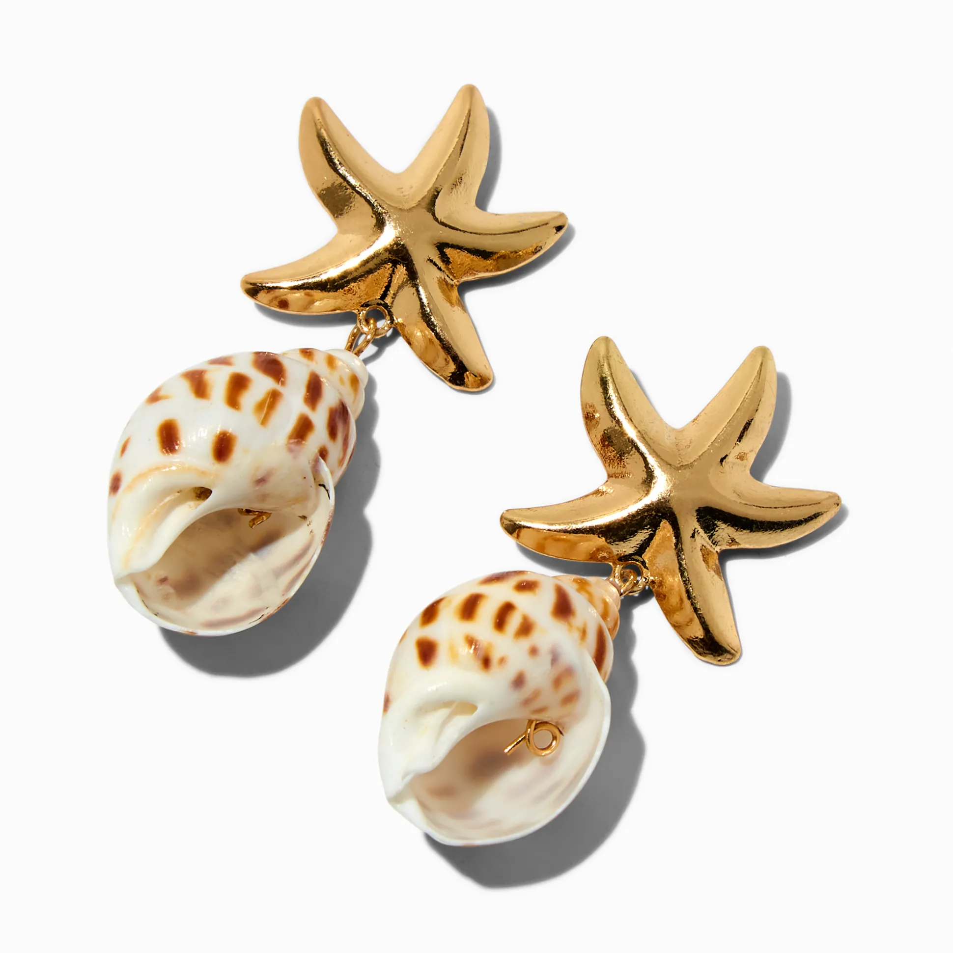 Gold-tone Starfish & Shell Drop Earrings