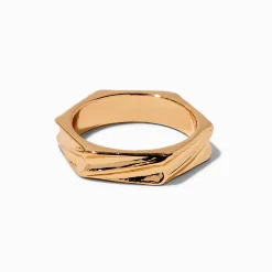 Gold-tone Textured Bolt Ring