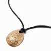 Gold-tone Textured Oval Corded Pendant Necklace