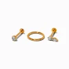 Gold-tone Titanium Cubic Zirconia 18G Helix Earrings - 3 Pack