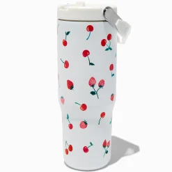 Gourde en acier inoxydable imprimé fraise et cerise