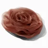 Grande barrette florale rosette marron