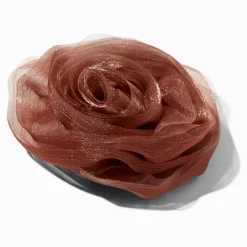 Grande barrette florale rosette marron