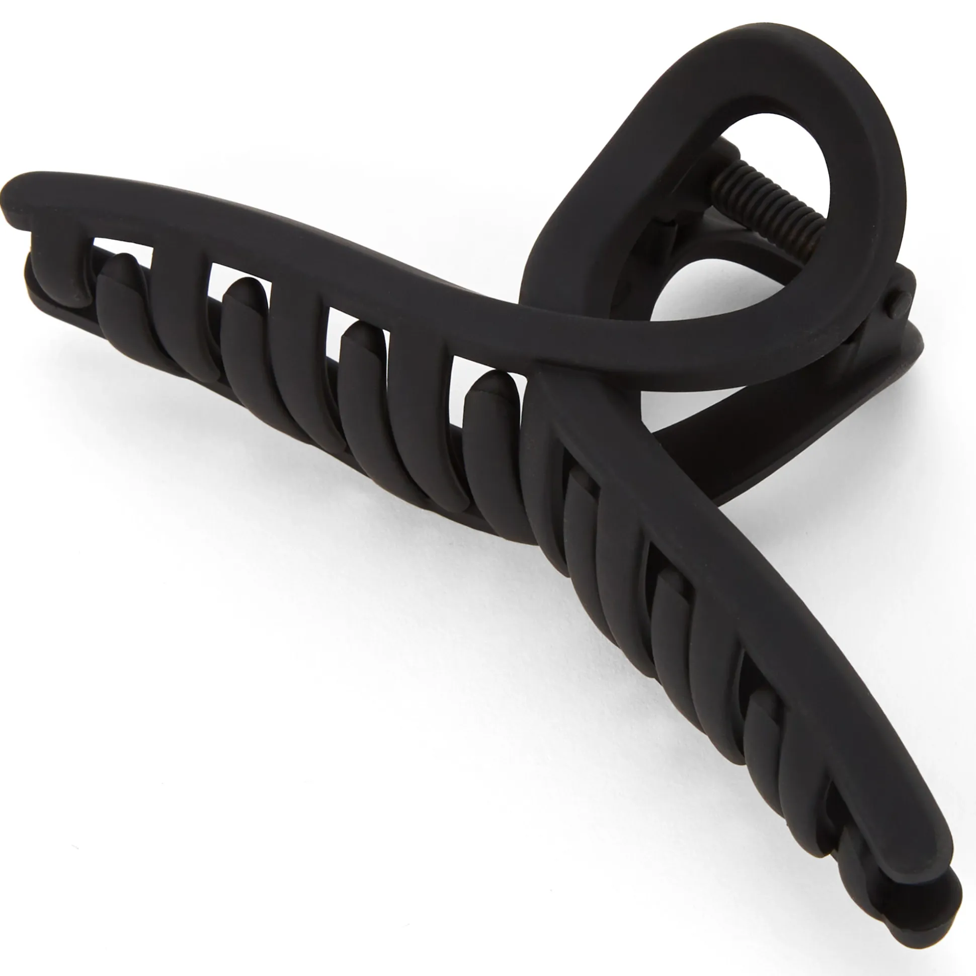 Grande pince à cheveux à boucle fine au fini mat - Noir