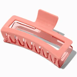 Grande pince à cheveux rectangulaire corail bicolore