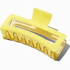 Grande pince à cheveux rectangulaire jaune bicolore