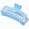 Grande pince à cheveux rectangulaire bleu clair bicolore
