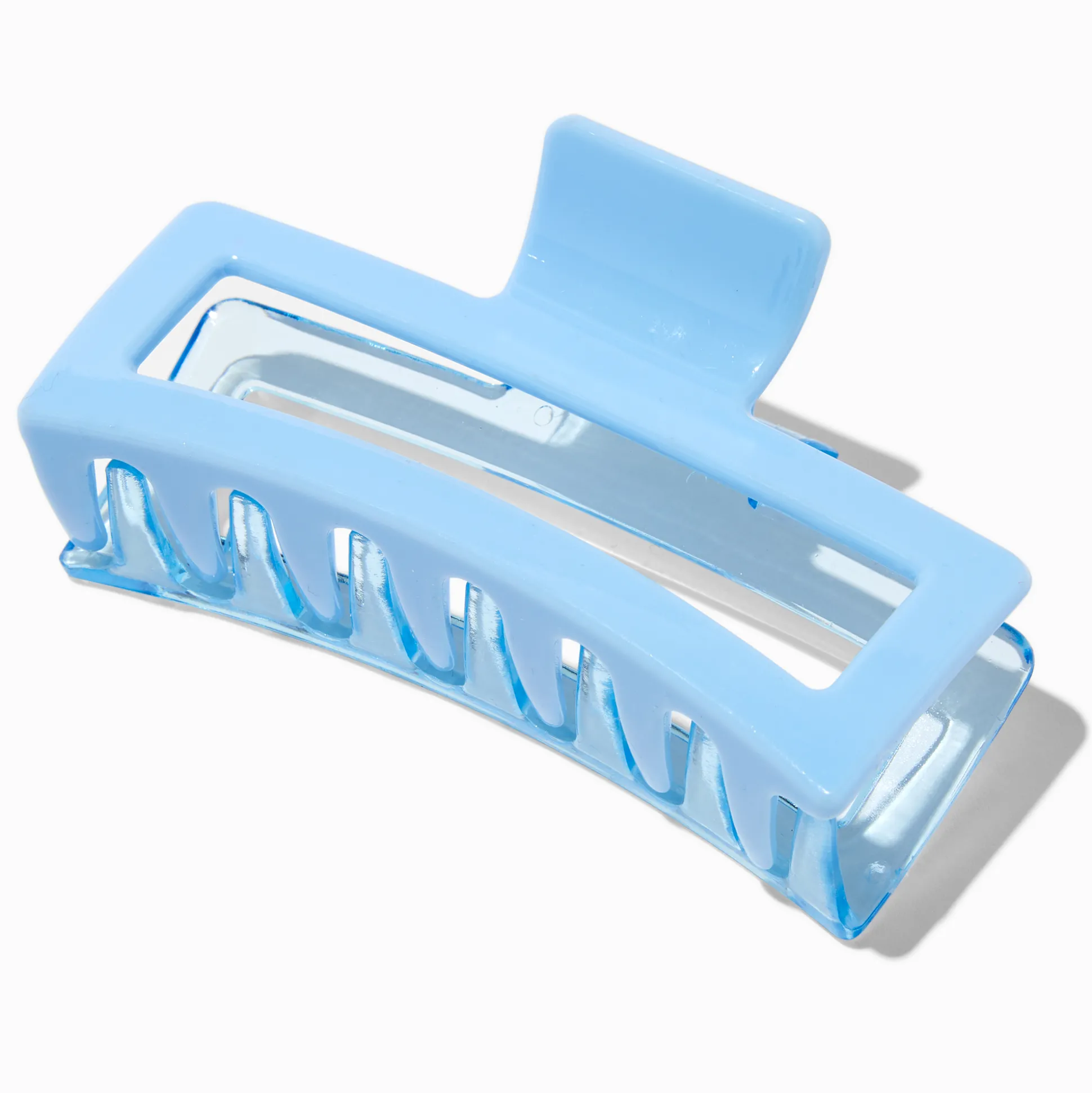 Grande pince à cheveux rectangulaire bleu clair bicolore