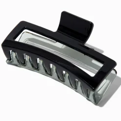 Grande pince à cheveux rectangulaire noire bicolore