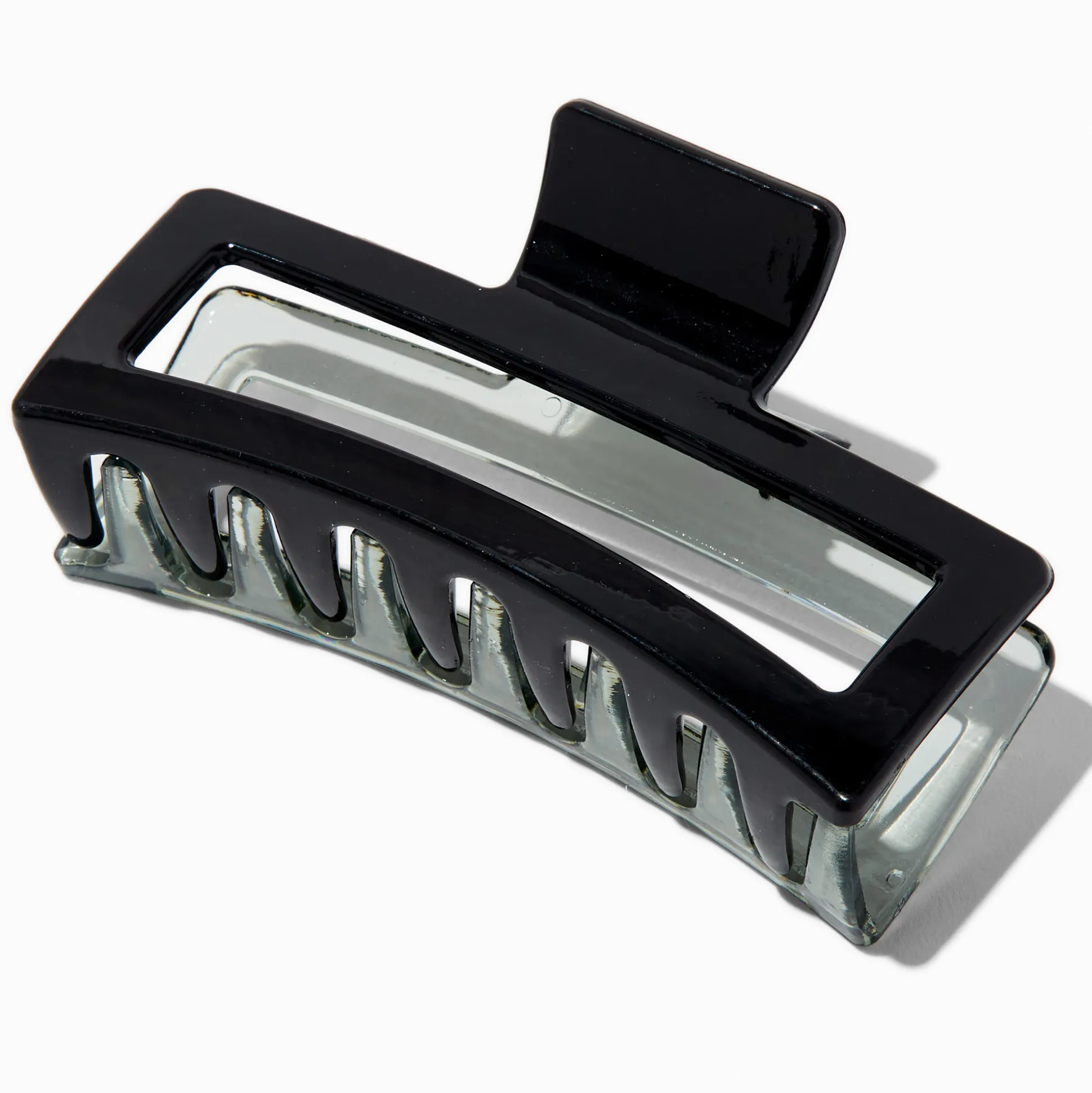 Grande pince à cheveux rectangulaire noire bicolore