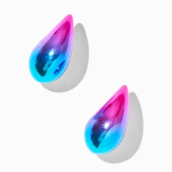 Grandes pendantes 2,5 cm haricot anodisé arc-en-ciel