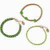 Green Enamel Heart Clover Bracelet Set - 3 Pack