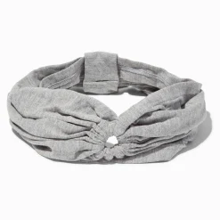 Grey Ruched Keyhole Headwrap