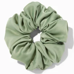 Gros chouchou vert sauge soyeux