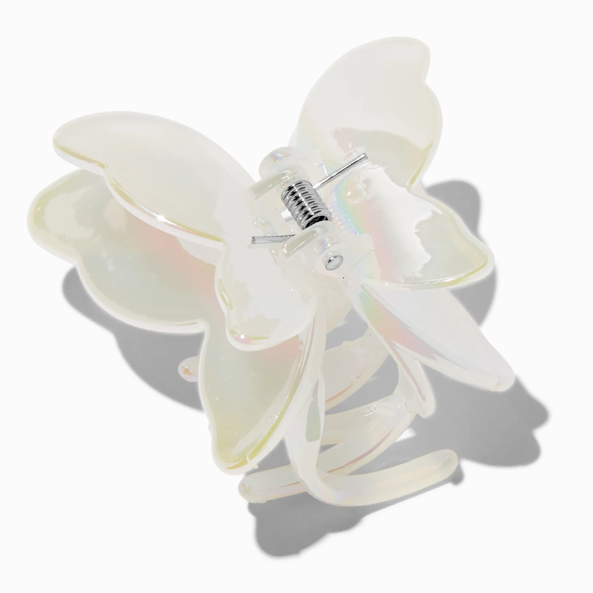 Grosse pince à cheveux avec papillon irisé
