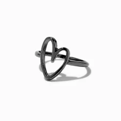 Hematite Open Heart Ring