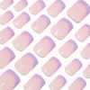 Holographic Purple French Tip Medium Square Vegan Faux Nail Set - 24 Pack