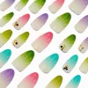 Holographic Seashell Long Almond Vegan Faux Nail Set - 24 Pack