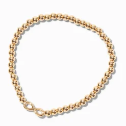 Infinity Charm Gold-tone Shot Bead Stretch Bracelet