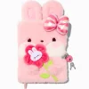Journal à cadenas en fausse fourrure lapin rose