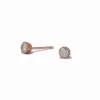 18k Rose Gold Plated 3mm Cubic Zirconia Basket Stud Earrings
