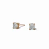 18k Rose Gold Plated 5mm Cubic Zirconia Basket Stud Earrings