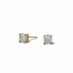 18k Rose Gold Plated 5mm Cubic Zirconia Basket Stud Earrings