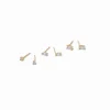 18kt Gold Plated Cubic Zirconia 2mm, 3mm, & 4mm Oblong Stud Earrings - 3 Pack