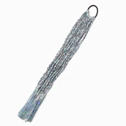 Élastique avec cheveux synthétiques tressés et guirlande couleur argentée