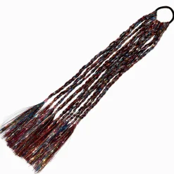 Élastique avec mèches de cheveux synthétiques arc-en-ciel