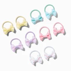 Élastiques à nœud à pois pastel Claire's Club - Lot de 10
