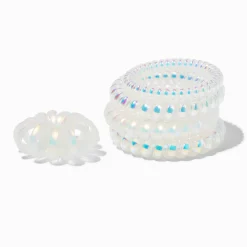 Élastiques à spirale blancs iridescents - Lot de 5