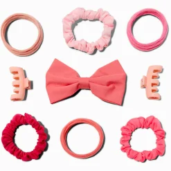 Élastiques et nœud pour cheveux rose Claire's Club - Lot de 9