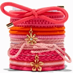 Élastiques front de mer corail - Lot de 12