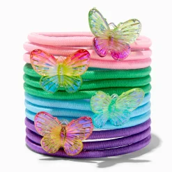 Élastiques papillons arc-en-ciel holographiques - Lot de 12