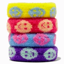 Élastiques roulés imprimé fluo - Lot de 4