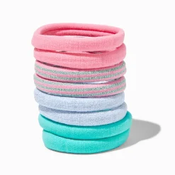 Élastiques roulés pour cheveux épais à rayures vert menthe - Lot de 8