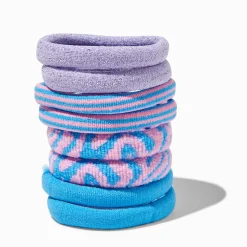 Élastiques roulés pour cheveux épais zèbre bleus - Lot de 8