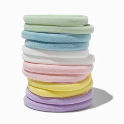 Élastiques roulés unis pastel - Lot de 12