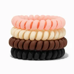 Élastiques spirale aux tons neutres variés - Lot de 4