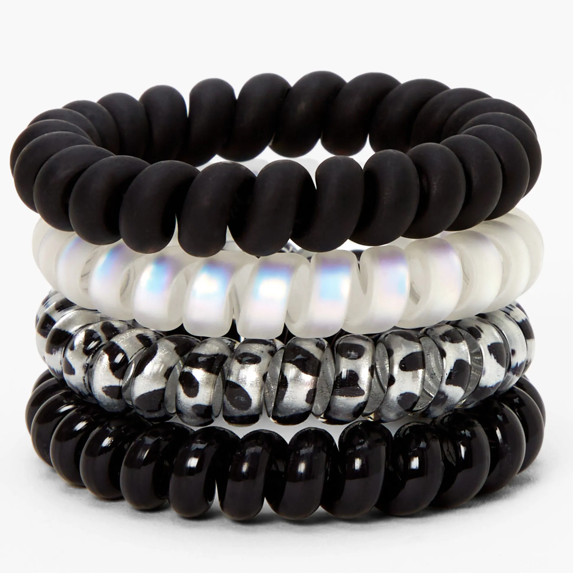 Élastiques spirale imprimé animal métallisés - Lot de 4