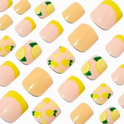 Lemon Square Press On Vegan Faux Nail Set - 24 Pack