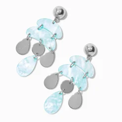 Light Blue Abstract Chandelier Drop Earrings