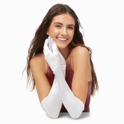 Longs gants en tissu satiné blancs