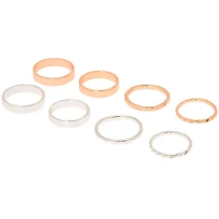 Lot de 8 bagues Simplicité en métaux mixtes