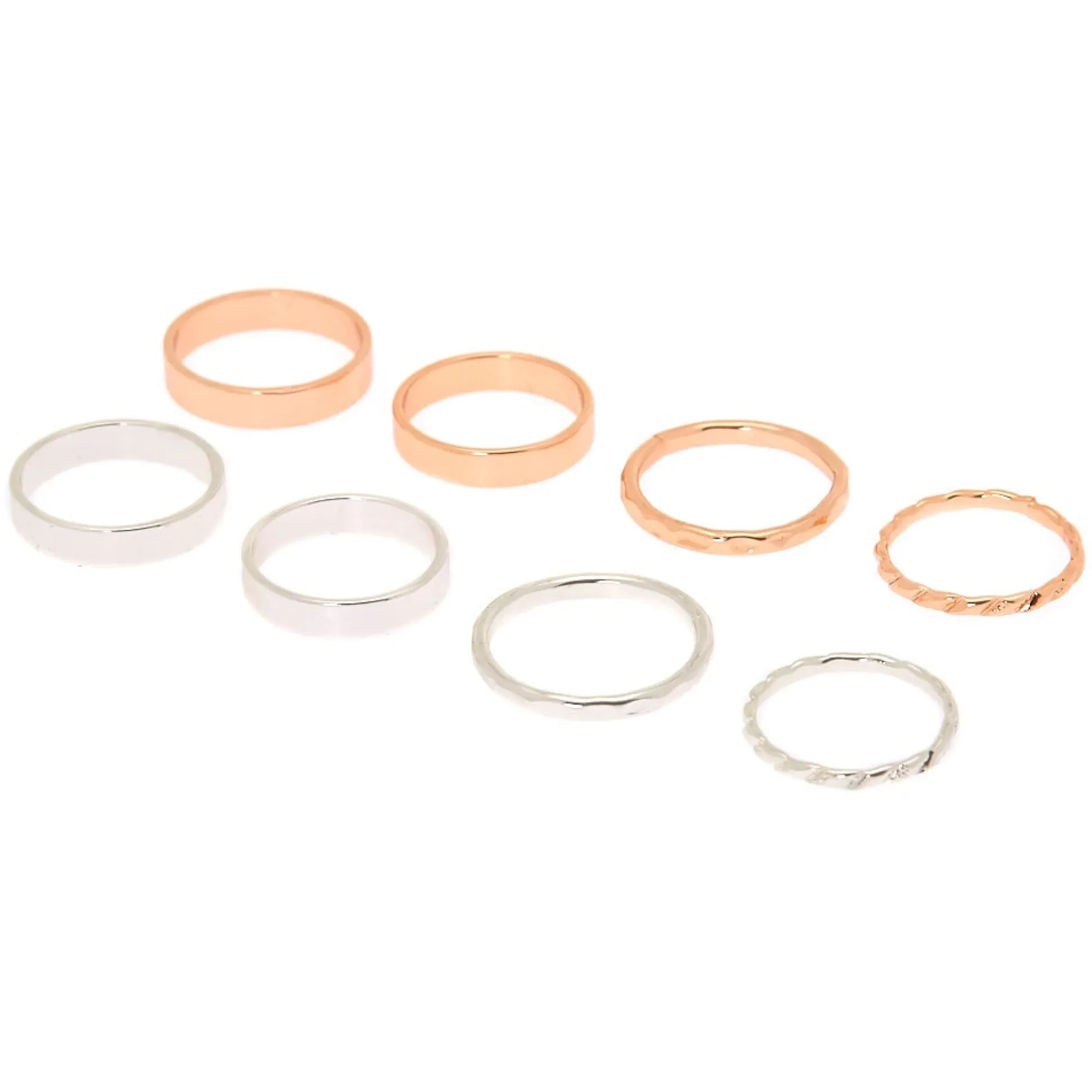 Lot de 8 bagues Simplicité en métaux mixtes