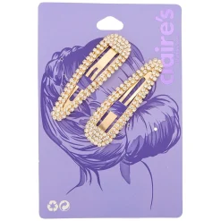 Lot de 2 barrettes avec strass couleur doré